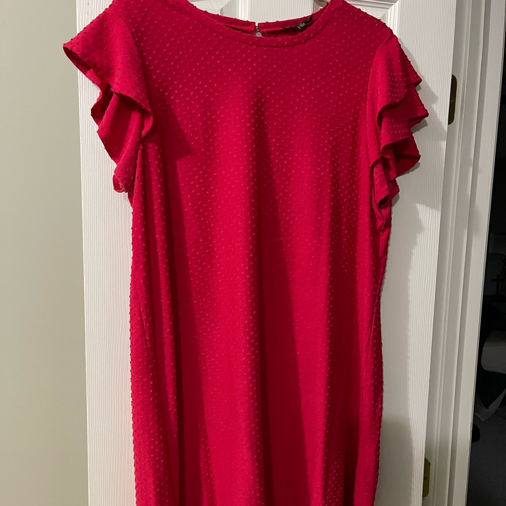 Pink dress with flutter sleeves